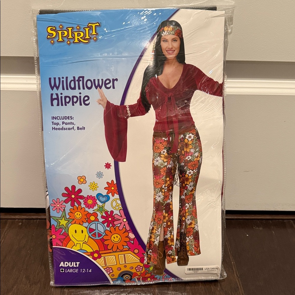 Spirit Halloween Wildflower Hippie‎ Costume- Large 12/14